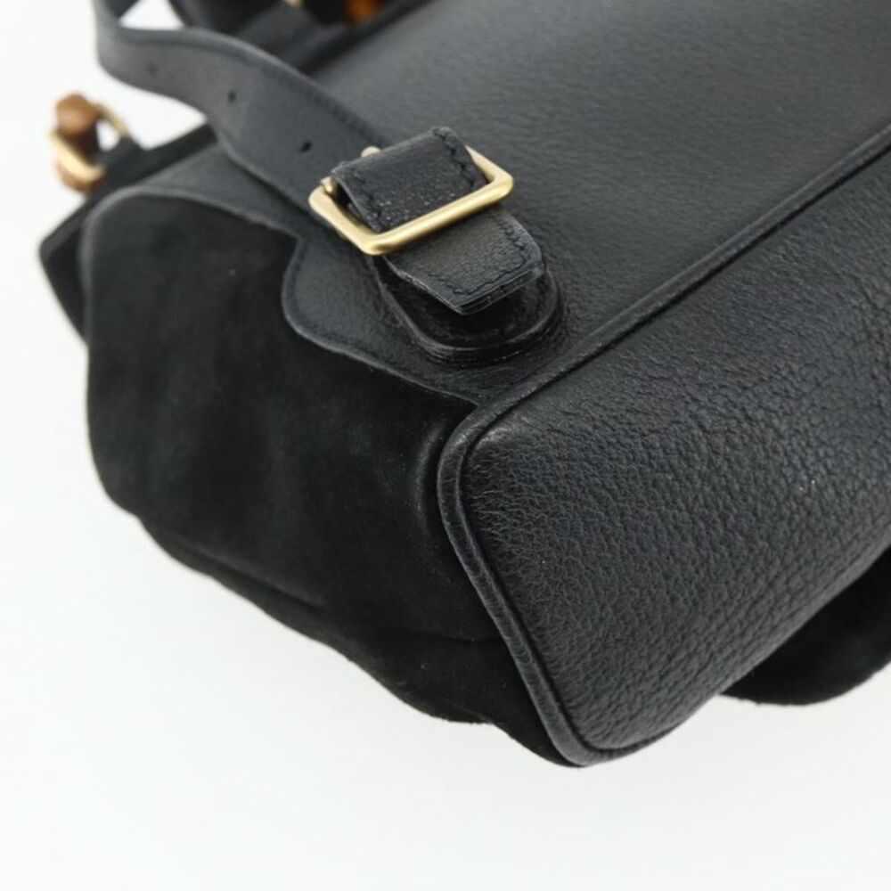 Gucci Gucci Bamboo Backpack Daim Black Suede Backpack Bag - Picture 11 of 16